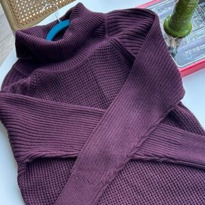 Turtleneck Knit Sweater dress - Deep Plum